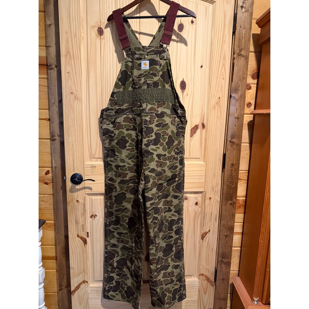 Vintage Carhartt BU103 Duck Camo Overalls Made in USA 38x34 Hunting Camouflage